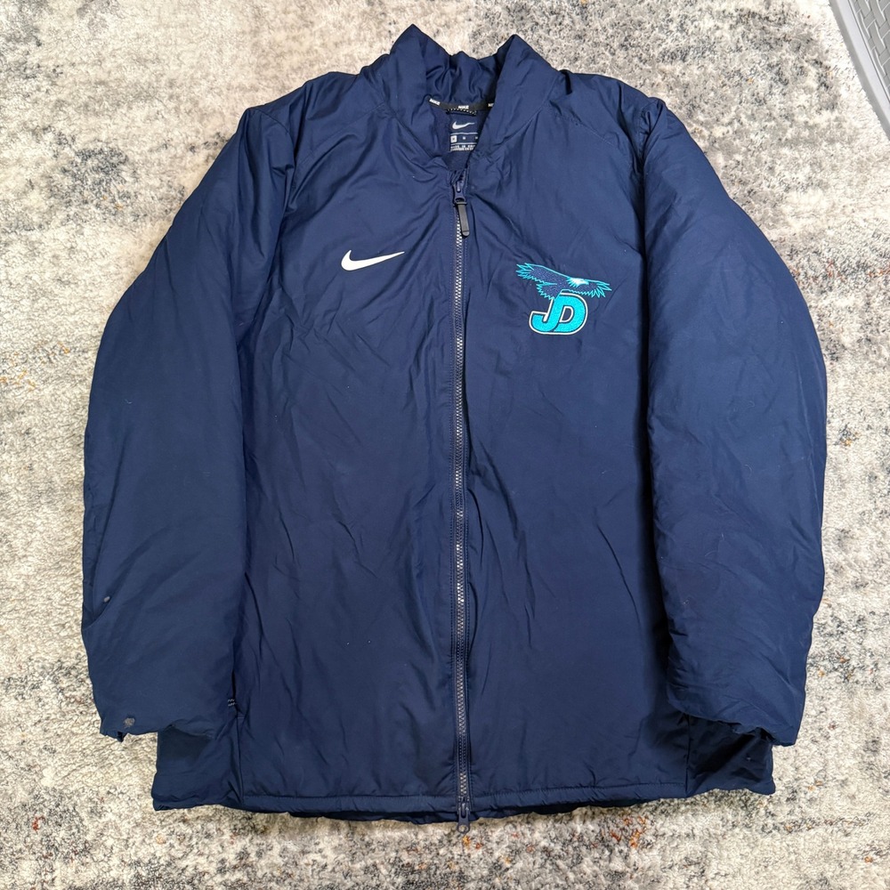 Nike Mens Navy Blue JD Eagle Graphic Full Zip Insulated Bomber Jacket Size M